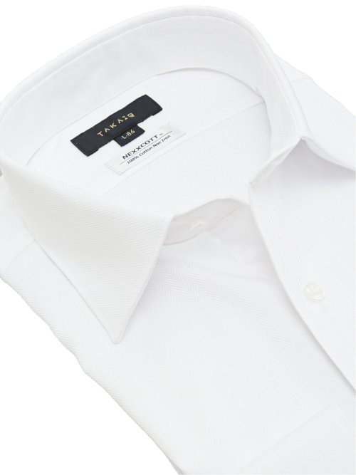 綿100% ノーアイロン スタンダードフィット ワイドカラー長袖シャツ