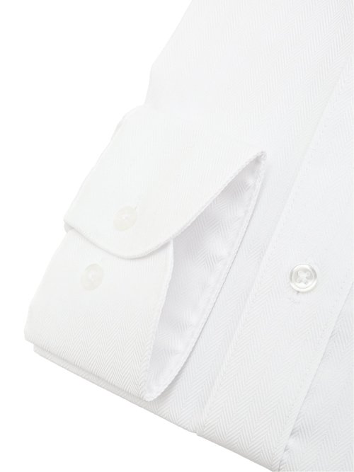 綿100% ノーアイロン スタンダードフィット ワイドカラー長袖シャツ