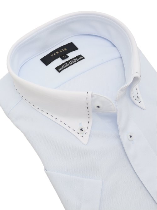 ノーアイロンストレッチ スタンダードフィット ボタンダウン半袖ニットシャツ