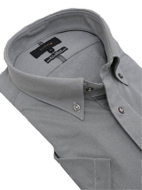 ノーアイロンストレッチ スタンダードフィット ボタンダウン半袖ニットシャツ