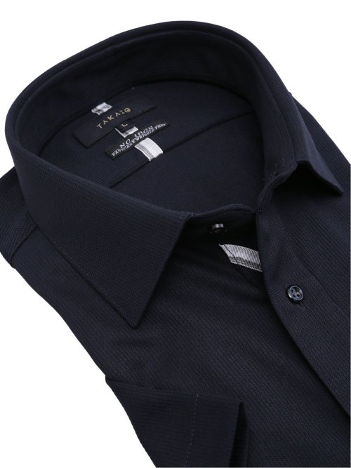 ノーアイロンストレッチ スタンダードフィット ワイドカラー半袖ニットシャツ