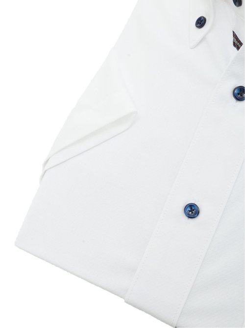 ノーアイロンストレッチ スタンダードフィット ボタンダウン半袖ニットシャツ