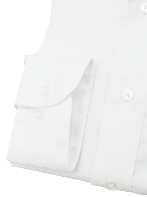 綿100% ノーアイロン スタンダードフィット ワイドカラー長袖シャツ