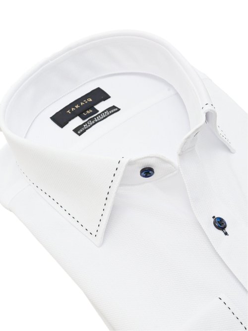 ノーアイロンストレッチ スタンダードフィット ワイドカラー長袖ニットシャツ