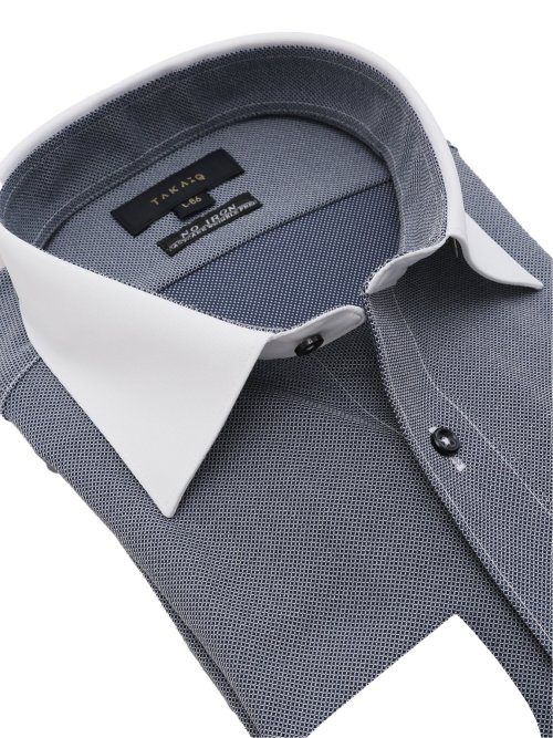 ノーアイロンストレッチ スタンダードフィット ワイドカラー長袖ニットシャツ