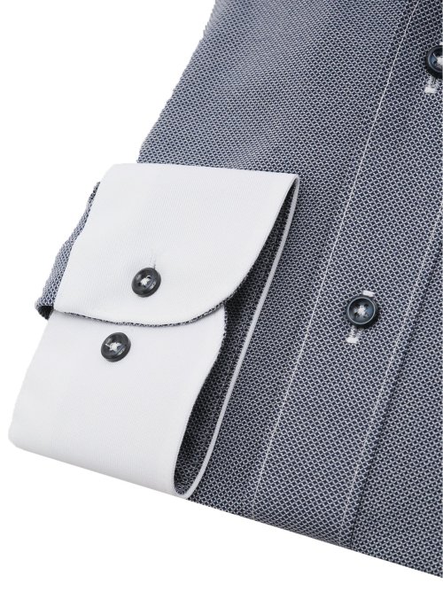 ノーアイロンストレッチ スタンダードフィット ワイドカラー長袖ニットシャツ