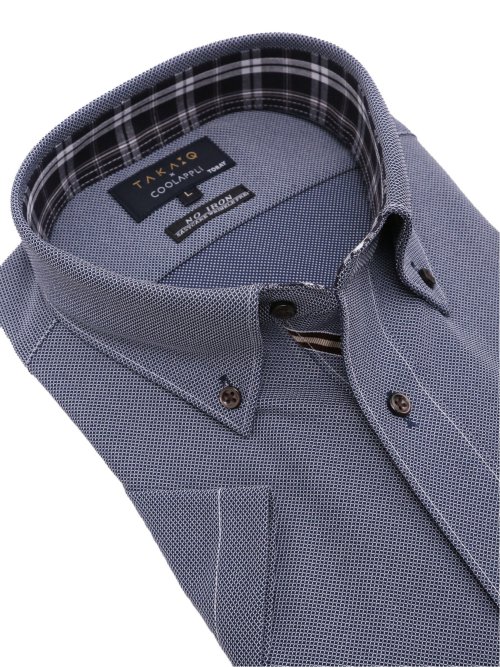 クールアプリ スタンダードフィット ボタンダウン半袖ニットシャツ