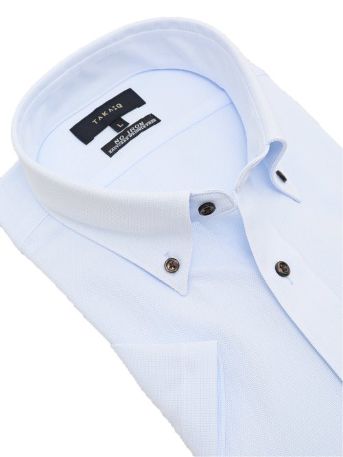 ノーアイロンストレッチ スタンダードフィット ボタンダウン半袖ニットシャツ