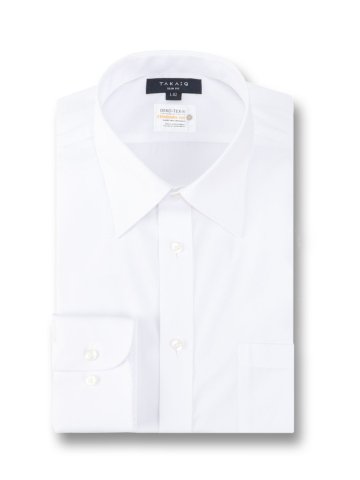 【白無地】形態安定 吸水速乾 スリムフィット レギュラーカラー長袖シャツ
