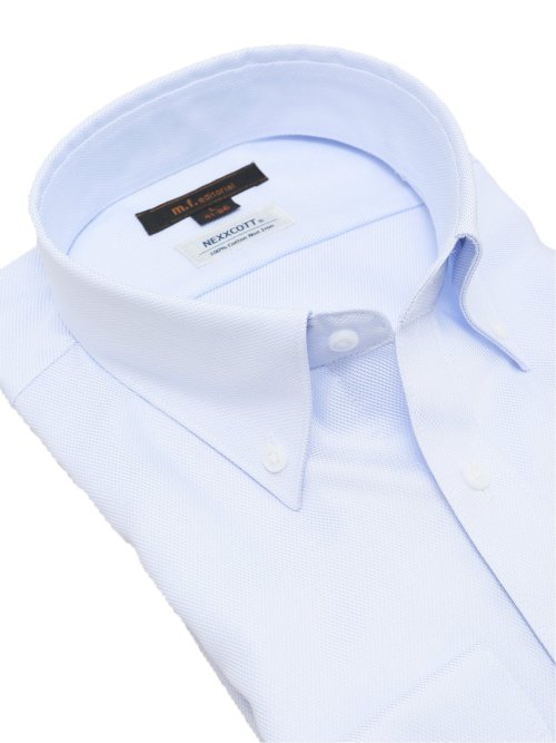 綿100% ノーアイロン スタンダードフィット ボタンダウン長袖シャツ