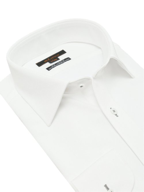 ノーアイロンストレッチ スタンダードフィット ワイドカラー長袖ニットシャツ