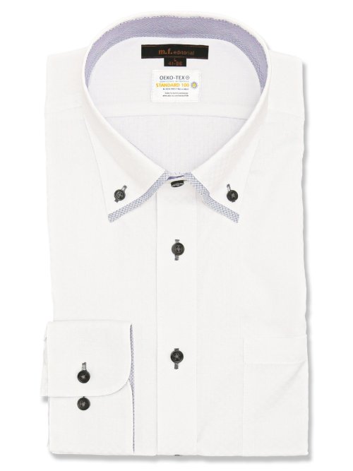 形態安定 吸水速乾 スタンダードフィット ボタンダウン長袖シャツ