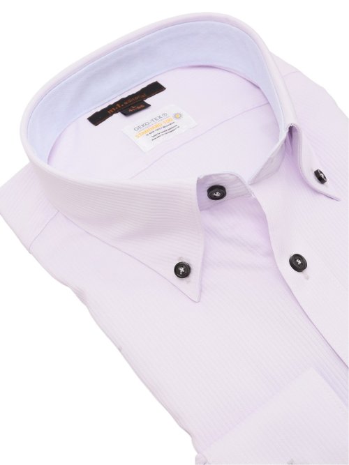 形態安定 吸水速乾 スタンダードフィット ボタンダウン長袖シャツ