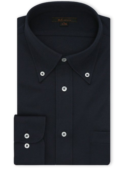 ノンアイロンストレッチ NEWスタンダードフィット ボタンダウン長袖ニットシャツ