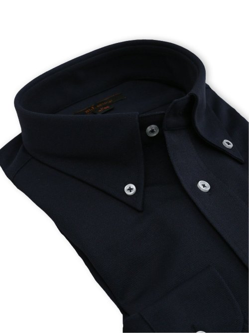 ノンアイロンストレッチ NEWスタンダードフィット ボタンダウン長袖ニットシャツ