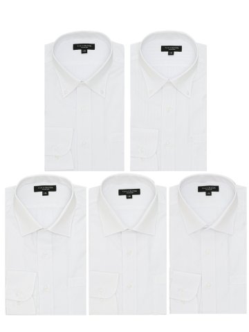 【WEB限定】形態安定 吸水速乾 スタンダードフィット 長袖シャツ5枚セット 白