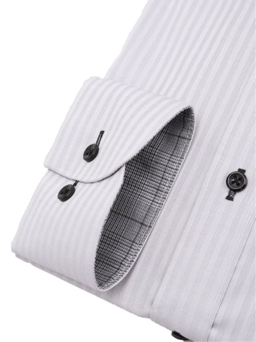 綿100% ノーアイロン スタンダードフィット ワイドカラー長袖シャツ