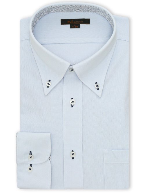 ノンアイロンストレッチ NEWスタンダードフィット ボタンダウン長袖ニットシャツ