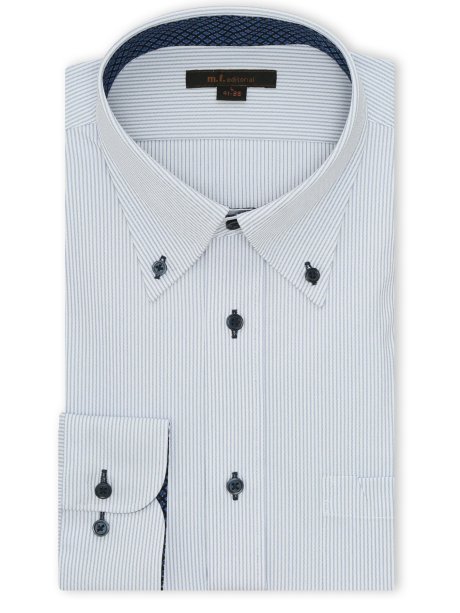 ノンアイロンストレッチ NEWスタンダードフィット ボタンダウン長袖ニットシャツ