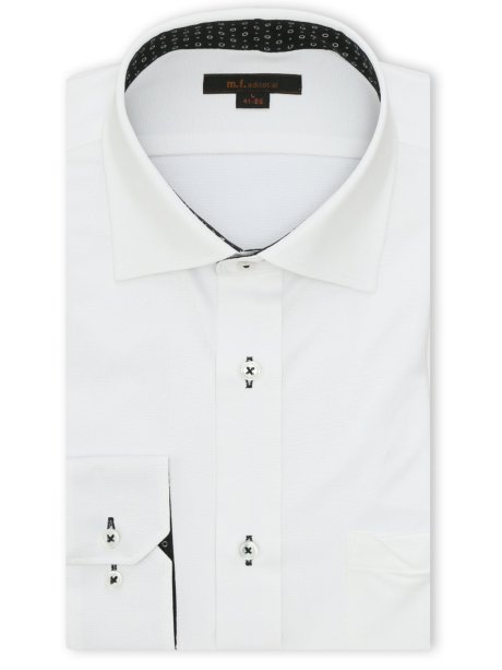 ノンアイロンストレッチ NEWスタンダードフィット ワイドカラー長袖ニットシャツ