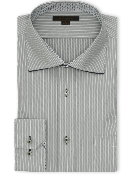 ノンアイロンストレッチ NEWスタンダードフィット ワイドカラー長袖ニットシャツ