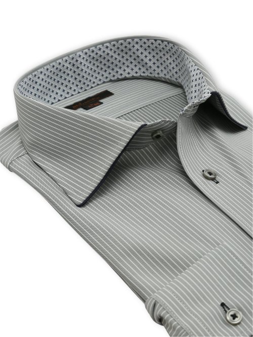 ノンアイロンストレッチ NEWスタンダードフィット ワイドカラー長袖ニットシャツ