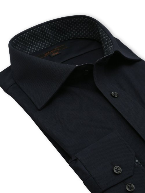 ノンアイロンストレッチ NEWスタンダードフィット ワイドカラー長袖ニットシャツ