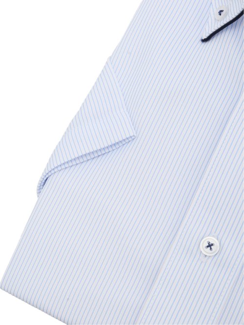 ノーアイロンストレッチ スタンダードフィット ドゥエボタンダウン半袖ニットシャツ