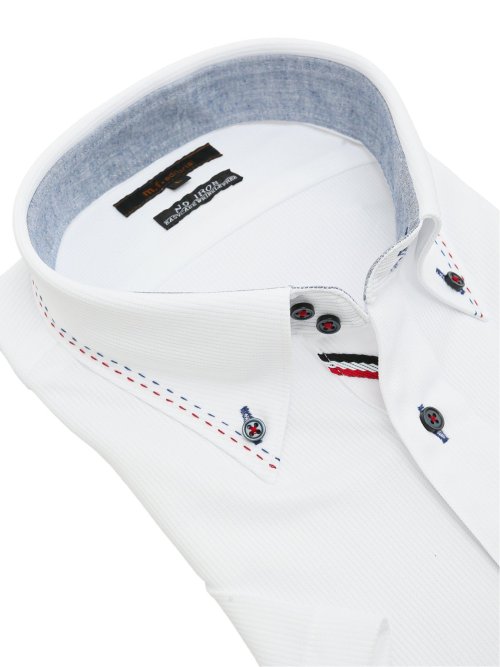 ノーアイロンストレッチ スタンダードフィット ドゥエボタンダウン半袖ニットシャツ