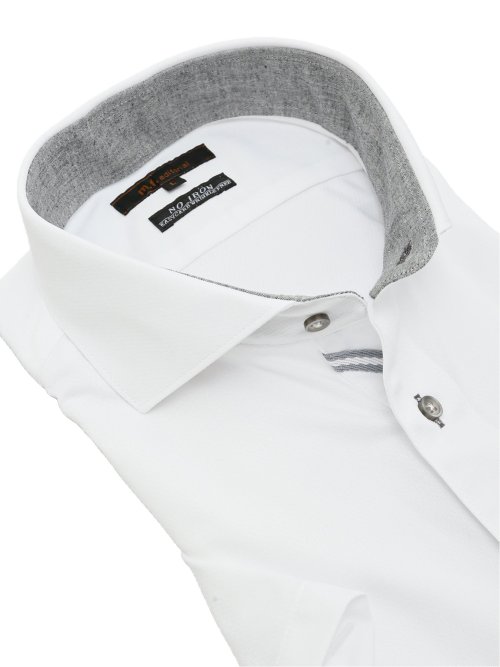 ノーアイロンストレッチ スタンダードフィット カッタウェイ半袖ニットシャツ