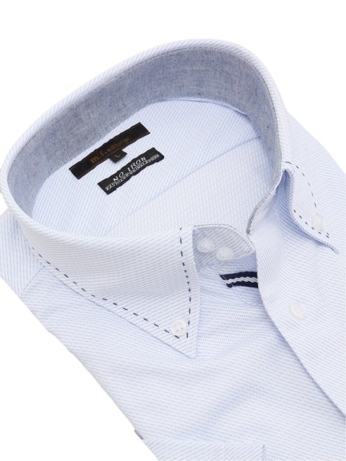 ノーアイロンストレッチ スタンダードフィット ドゥエボタンダウン半袖ニットシャツ