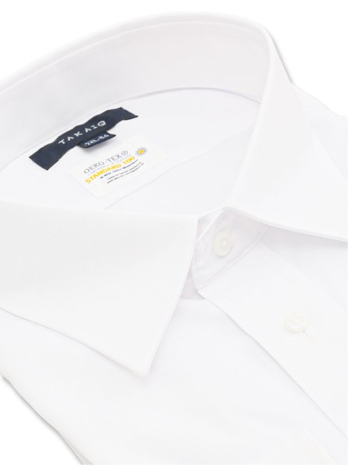 【白無地】形態安定 吸水速乾 レギュラーフィット レギュラーカラー長袖シャツ