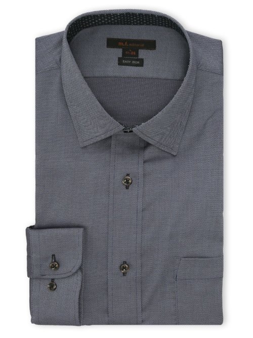 イージーアイロン ストレッチ NEWスタンダードフィット ショートワイドカラー長袖シャツ