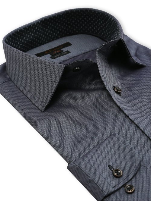 イージーアイロン ストレッチ NEWスタンダードフィット ショートワイドカラー長袖シャツ