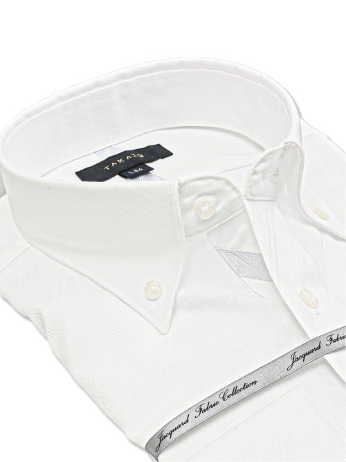 日本生地ジャガード スタンダードフィット ボタンダウン長袖シャツ