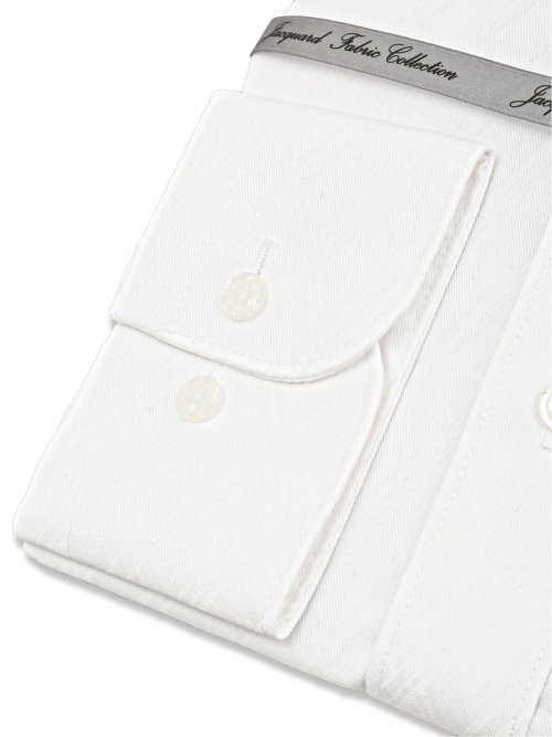 日本生地ジャガード スタンダードフィット ボタンダウン長袖シャツ