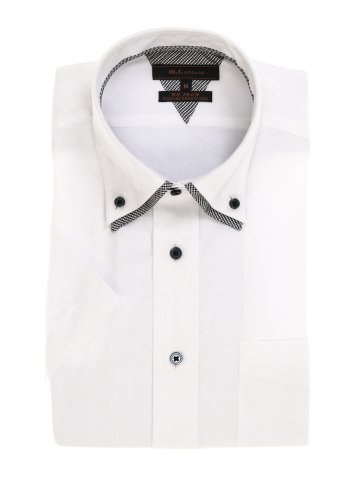 形態安定レギュラーフィット2枚衿ドゥエボタンダウン半袖シャツ