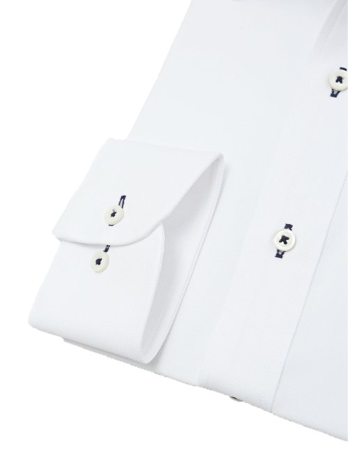 ノーアイロンストレッチ スタンダードフィット ワイドカラー長袖ニットシャツ