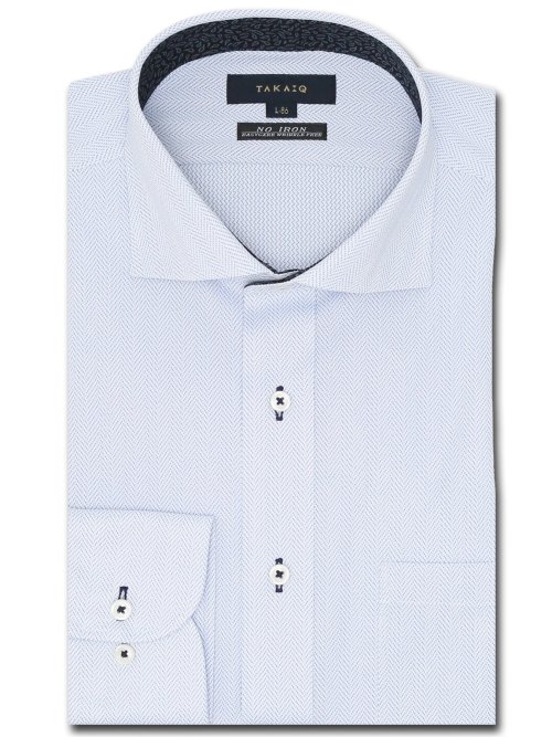 ノンアイロンストレッチ カッタウェイ 長袖 ニットシャツ 織柄