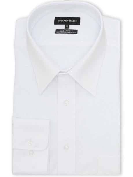 【大きいサイズ】グランバック/GRAND-BACK ノンアイロンストレッチ セミワイドカラー長袖ニットシャツ