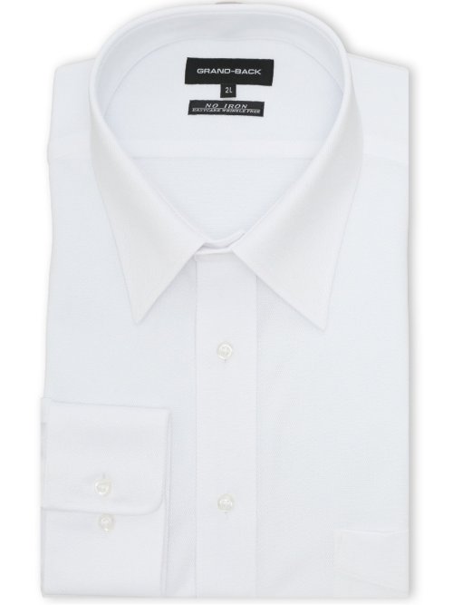 【大きいサイズ】グランバック/GRAND-BACK ノンアイロンストレッチ セミワイドカラー長袖ニットシャツ