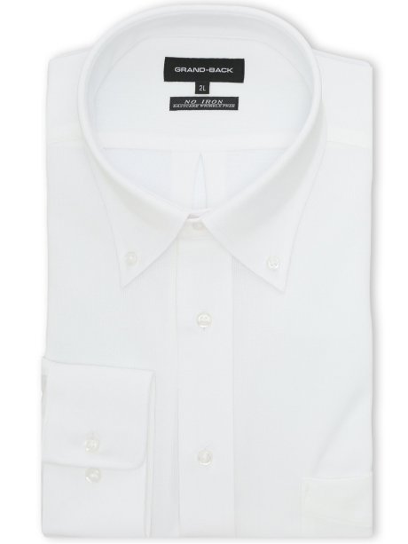 【大きいサイズ】グランバック/GRAND-BACK ノンアイロンストレッチ ボタンダウン長袖ニットシャツ