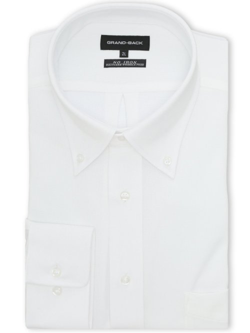 【大きいサイズ】グランバック/GRAND-BACK ノンアイロンストレッチ ボタンダウン長袖ニットシャツ
