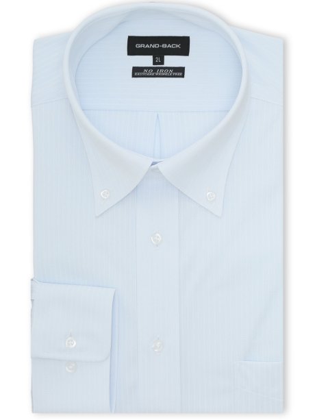 【大きいサイズ】グランバック/GRAND-BACK ノンアイロンストレッチ ボタンダウン長袖ニットシャツ