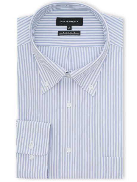 【大きいサイズ】グランバック/GRAND-BACK ノンアイロンストレッチ ボタンダウン長袖ニットシャツ