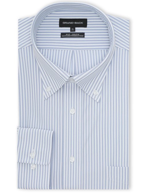 【大きいサイズ】グランバック/GRAND-BACK ノンアイロンストレッチ ボタンダウン長袖ニットシャツ