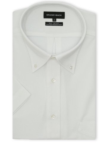 【大きいサイズ】グランバック/GRAND-BACK ノンアイロン ストレッチ ボタンダウン 半袖 ニット シャツ