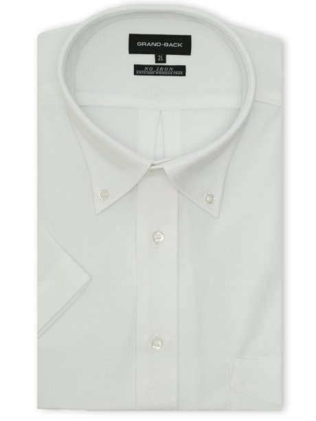 【大きいサイズ】グランバック/GRAND-BACK ノンアイロン ストレッチ ボタンダウン 半袖 ニット シャツ