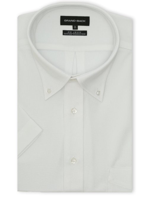 【大きいサイズ】グランバック/GRAND-BACK ノンアイロン ストレッチ ボタンダウン 半袖 ニット シャツ
