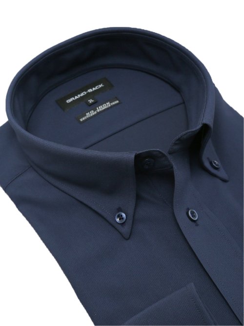 【大きいサイズ】グランバック/GRAND-BACK ノーアイロンストレッチ ボタンダウン長袖ニットシャツ